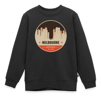 Melbourne Skyline Vintage Abzeichen - Kinder Premium Organic Sweatshirt - Schwarz - Vorne - AI Model Kid Female (0cm)