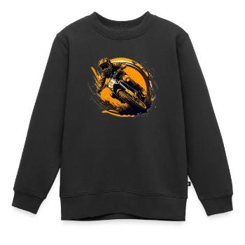 Motocross Flamme im Sprint - Kinder Premium Organic Sweatshirt - Schwarz - Vorne - AI Model Kid Female (0cm)