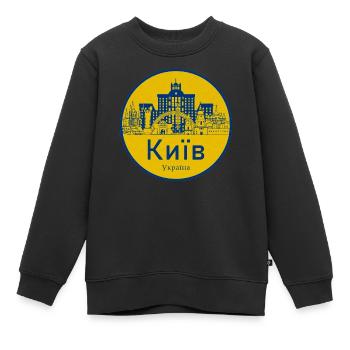 Kiew Skyline Abzeichen Ukraine - Kinder Premium Organic Sweatshirt - Schwarz - Vorne - AI Model Kid Female (0cm)