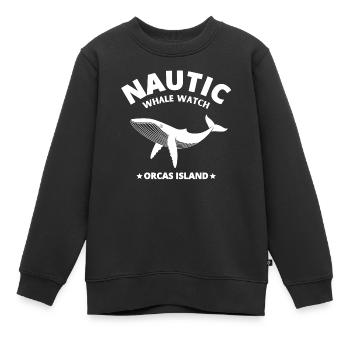 baleine, orque, baleine bleue, whale - Sweat Premium enfant bio - noir - Devant - AI Model Kid Female (0cm)