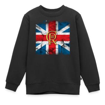 Couronnement du roi britannique Charles Angleterre Drapeau - Sweat Premium enfant bio - noir - Devant - AI Model Kid Female (0cm)