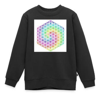 Fleur de Vie - 5ème Dimension - Mandala - amour - Sweat Premium enfant bio - noir - Devant - AI Model Kid Female (0cm)