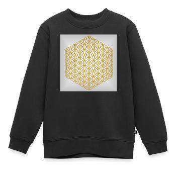 Fleur de Vie en or - 5ème Dimension - Sweat Premium enfant bio - noir - Devant - AI Model Kid Female (0cm)