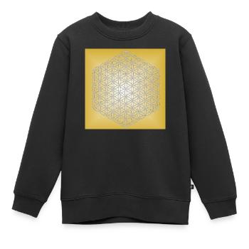 Fleur de Vie argent - 5ème dimension - Sweat Premium enfant bio - noir - Devant - AI Model Kid Female (0cm)