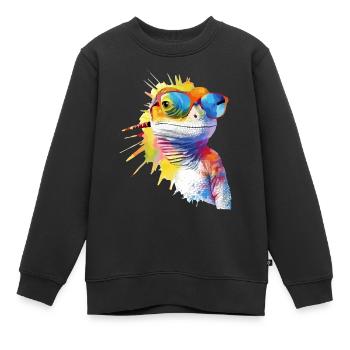 Pik die Eidechse - Kinder Premium Organic Sweatshirt - Schwarz - Vorne - AI Model Kid Female (0cm)