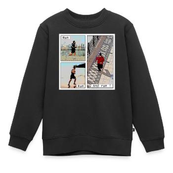 Le plaisir de courrir - Sweat Premium enfant bio - noir - Devant - AI Model Kid Female (0cm)