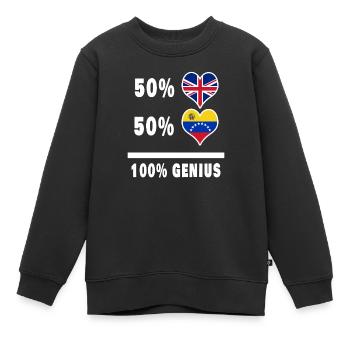 Venezuela et Grande-Bretagne 100% Genius Flag - Sweat Premium enfant bio - noir - Devant - AI Model Kid Female (0cm)