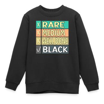 FLEISCH STEAK GARGRAD LUSTIG BBQ GRILL - Kinder Premium Organic Sweatshirt - Schwarz - Vorne - AI Model Kid Female (0cm)