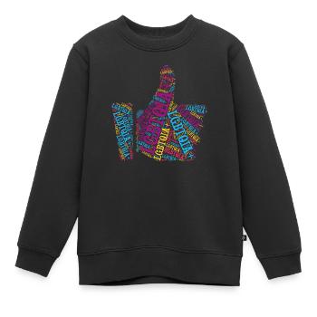 T-shirt LGBTQIA+ Pouce vers le haut Nuage de mots Gay Pride - Sweat Premium enfant bio - noir - Devant - AI Model Kid Female (0cm)