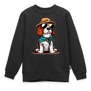 Beagle Der Reisende - Kinder Premium Organic Sweatshirt - Schwarz - Vorne - AI Model Kid Female (0cm)