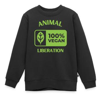Animal Liberation, végétalien - Sweat Premium enfant bio - noir - Devant - AI Model Kid Female (0cm)