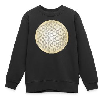 Fleur de Vie Argent - 5ème Dimension - Mandala - Sweat Premium enfant bio - noir - Devant - AI Model Kid Female (0cm)