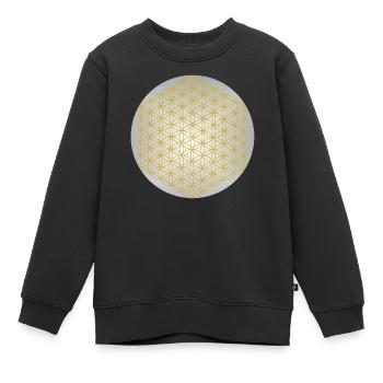 Fleur de Vie Or - 5ème Dimension - Mandala - Sweat Premium enfant bio - noir - Devant - AI Model Kid Female (0cm)