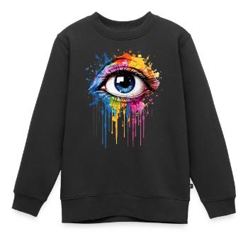 Expressive Rainbow Eye - Kids Premium Organic Sweatshirt - black - Front - AI Model Kid Female (0cm)