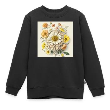 Fleur - Sweat Premium enfant bio - noir - Devant - AI Model Kid Female (0cm)
