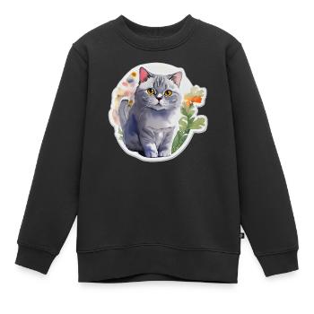 Britisch Kurzhaar - Kinder Premium Organic Sweatshirt - Schwarz - Vorne - AI Model Kid Female (0cm)