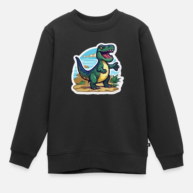 Der Trex Dino ist Unterwegs - Kinder Premium Organic Sweatshirt - Schwarz