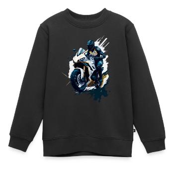 Sportmotorrad-Illustration - Kinder Premium Organic Sweatshirt - Schwarz - Vorne - AI Model Kid Female (0cm)