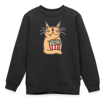 Movies Binge Watching Cineast Dvd Katze Filmabend - Kinder Premium Organic Sweatshirt - Schwarz - Vorne - AI Model Kid Female (0cm)