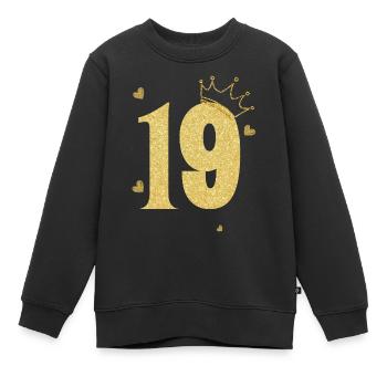 Goldene Krone zum 19-jährigen Jubiläum - Kinder Premium Organic Sweatshirt - Schwarz - Vorne - AI Model Kid Female (0cm)