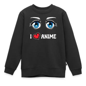 Manga Herz Ich Liebe Anime Statement Japan Comic - Kinder Premium Organic Sweatshirt - Schwarz - Vorne - AI Model Kid Female (0cm)