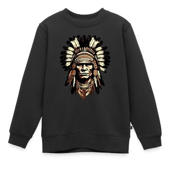 Actek Apache Indien - Sweat Premium enfant bio - noir - Devant - AI Model Kid Female (0cm)