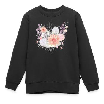 Komposition aus Seerosen und Hortensien Blüten - Kinder Premium Organic Sweatshirt - Schwarz - Vorne - AI Model Kid Female (0cm)