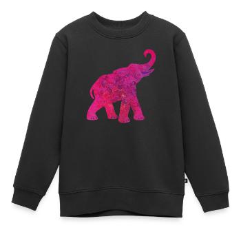 Yoga Éléphant Rose Structure Méditation Inde Yogi - Sweat Premium enfant bio - noir - Devant - AI Model Kid Female (0cm)