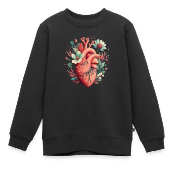 Coeur Bloom Botanique - Sweat Premium enfant bio - noir - Devant - AI Model Kid Female (0cm)