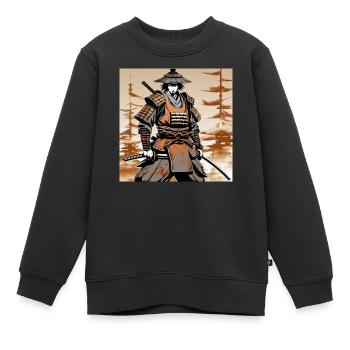 Samurai im Ocker-Rüstungsstil - Kinder Premium Organic Sweatshirt - Schwarz - Vorne - AI Model Kid Female (0cm)