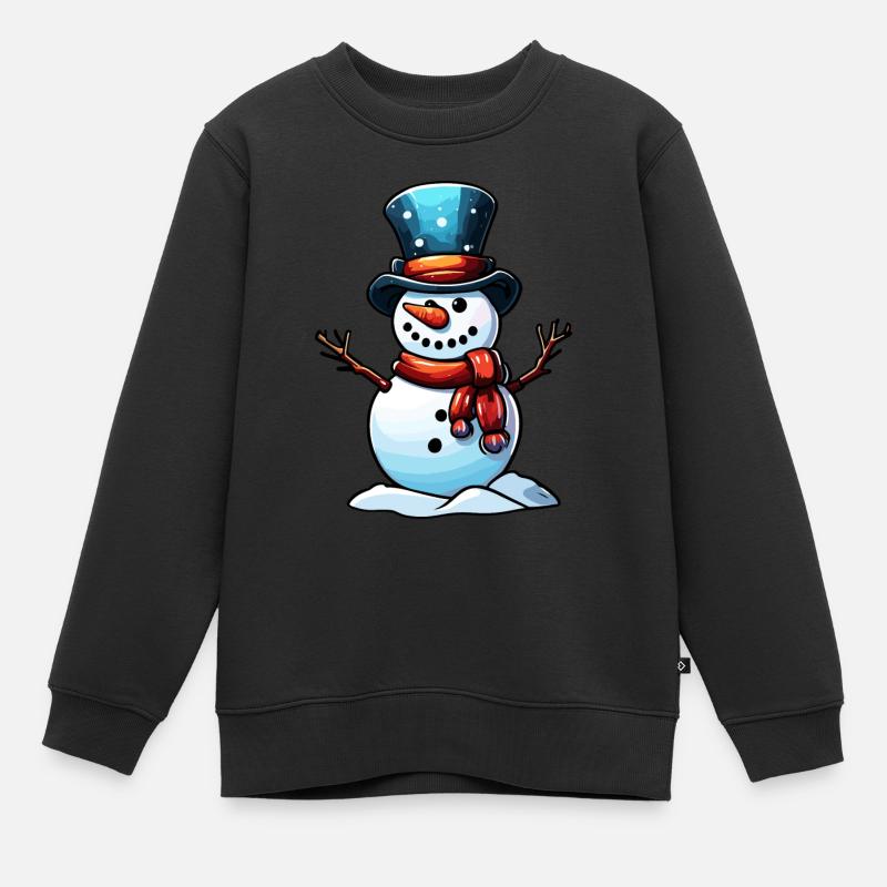Schneemann / Winter / Schnee / Comic / kalt - Kinder Premium Organic Sweatshirt - Schwarz