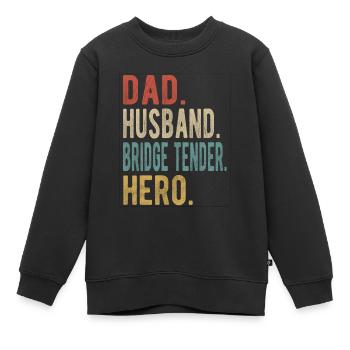 Pont Tendre Papa Mari Héros - Sweat Premium enfant bio - noir - Devant - AI Model Kid Female (0cm)
