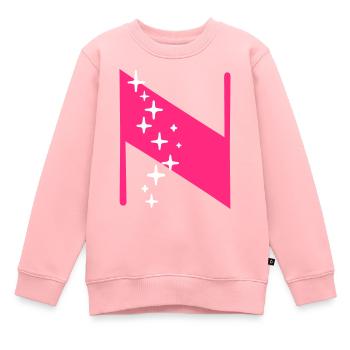 Buchstabe N Glitzer - Kinder Premium Organic Sweatshirt - Rosa - Vorne - AI Model Kid Female (0cm)