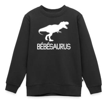 Dessin Bébé Saurus pour Cours d'Histoire - Sweat Premium enfant bio - noir - Devant - AI Model Kid Female (0cm)
