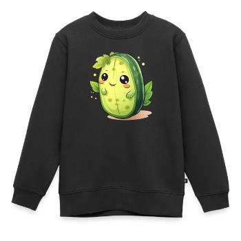Kawaii Kaktus Gurke Männchen – Süßes Design - Kinder Premium Organic Sweatshirt - Schwarz - Vorne - AI Model Kid Female (0cm)
