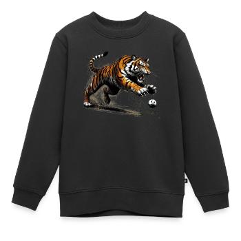 Unihockey Tiger - Kinder Premium Organic Sweatshirt - Schwarz - Vorne - AI Model Kid Female (0cm)