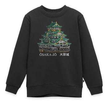 Burg Osaka-jo, Zeichnung, Handzeichnung, Japan - Kinder Premium Organic Sweatshirt - Schwarz - Vorne - AI Model Kid Female (0cm)