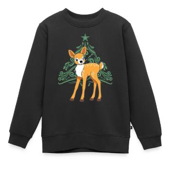 Rehbaby und Weihnachtsbaum - Kinder Premium Organic Sweatshirt - Schwarz - Vorne - AI Model Kid Female (0cm)