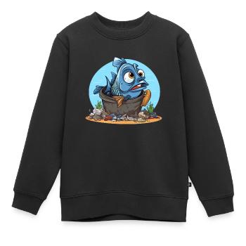 Chemise désespérée de pollution des poissons - Sweat Premium enfant bio - noir - Devant - AI Model Kid Female (0cm)