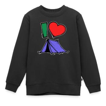Déclaration de camping Randonneur Coeur Wanderlust Tentes - Sweat Premium enfant bio - noir - Devant - AI Model Kid Female (0cm)
