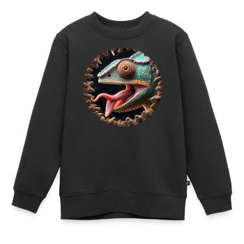 Das Chamäleon hat Hunger auf Insekten - Kinder Premium Organic Sweatshirt - Schwarz - Vorne - AI Model Kid Female (0cm)