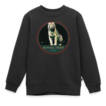 Écusson Portrait Tigre Bengale : Faune Indienne - Sweat Premium enfant bio - noir - Devant - AI Model Kid Female (0cm)
