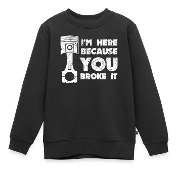 Énoncé de poste Travailleur mécanicien bourreau de travail - Sweat Premium enfant bio - noir - Devant - AI Model Kid Female (0cm)
