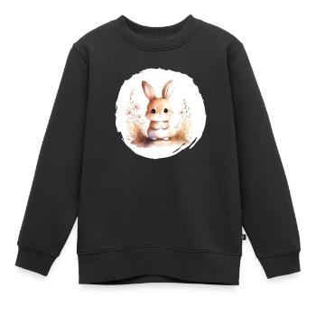 Hase Aquarell - Kinder Premium Organic Sweatshirt - Schwarz - Vorne - AI Model Kid Female (0cm)