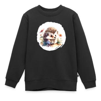 Igel Aquarell - Kinder Premium Organic Sweatshirt - Schwarz - Vorne - AI Model Kid Female (0cm)