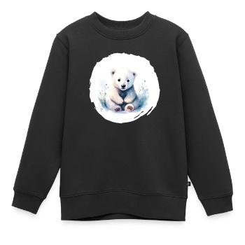 Eisbär Aquarell - Kinder Premium Organic Sweatshirt - Schwarz - Vorne - AI Model Kid Female (0cm)