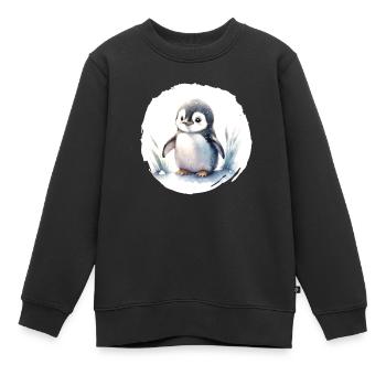 Pinguin Aquarell - Kinder Premium Organic Sweatshirt - Schwarz - Vorne - AI Model Kid Female (0cm)