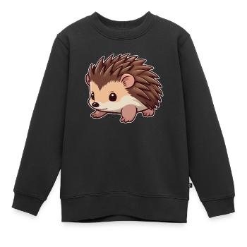Mignon animal hérisson - Sweat Premium enfant bio - noir - Devant - AI Model Kid Female (0cm)