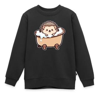 Niedlicher Igel in der Badewanne - Kinder Premium Organic Sweatshirt - Schwarz - Vorne - AI Model Kid Female (0cm)