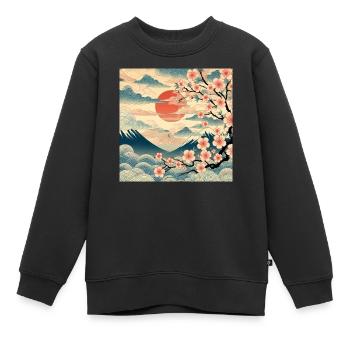 Sonnenaufgang im Ukiyo-e-Stil II - Kinder Premium Organic Sweatshirt - Schwarz - Vorne - AI Model Kid Female (0cm)
